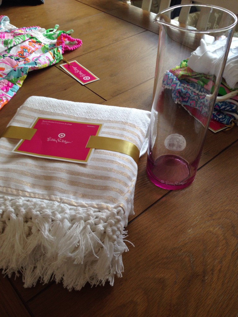 Beach blanket (LOVE) and wine carafe (took back)